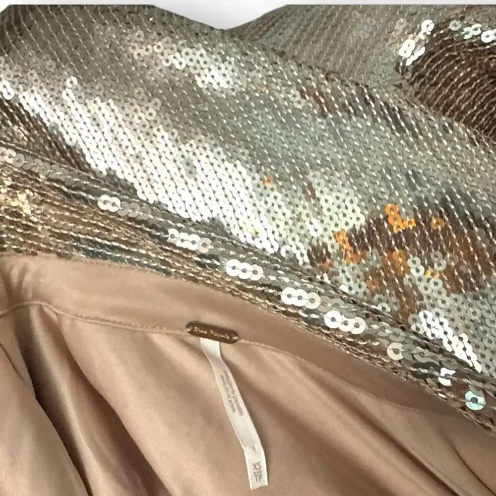 Free People Sophie Sequin Mini Dress in Champagne Size XS